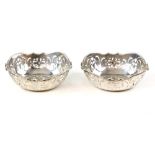 Pair of silver Bon Bon or nut dishes by A W Birmingham 1921, 74 grams.