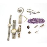 Collection of costume jewellery, including 1940's gem set bracelet, amethyst necklace, agate