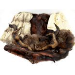 1920s Cream Irmine stole , brown fox fur muff, and fox stole, irmine pieces, and other skins and