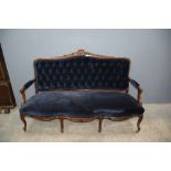 French settee with rosewood show frame.