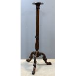 George III mahogany pedestal on scrolled carved legs - 140 cm .