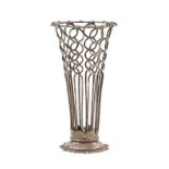 Ornate open-work silver vase holder by James Dixon and Sons, Sheffield 1902, 122 grams .