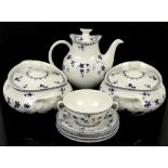 Extensive Royal Doulton York Town dinner service, (3 shelves).