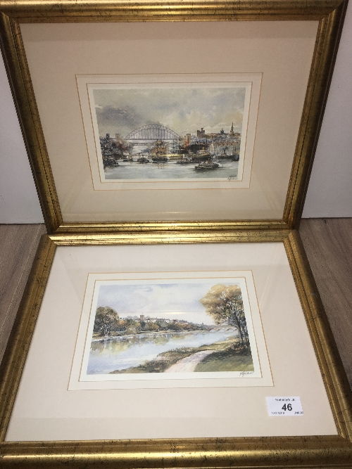 PAIR PRINTS CORBRIDGE AND TYNE BRIDGE INDISTINCT SIGNATURE