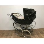 CHILDS SILVER CROSS PRAM WITH DOUBLE HOOD