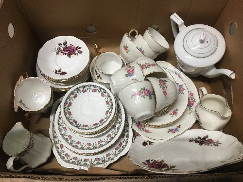 BOX OF TEAWARE INCLUDING PHOENIX WARE AND ROYAL IMPERIAL ETC