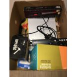 BOX OF ELECTRICALS INCLUDING AIR PURIFIER HOT BRUSH ETC