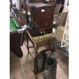 5 PIECES OF MAHOGANY TOILET MIRROR OCCASIONAL TABLES ETC