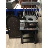 A VINTAGE SCHOOL DESK AND CHAIR