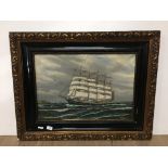 OIL ON CANVAS 5 MAST CLIPPER DEPARTING PORT SIGNED C K HANSON