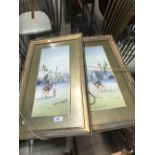 PAIR OF FAR EAST WATERCOLOURS CAMELS AND MEN