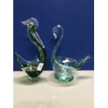 2X MURANO BIRD BON BON DISHES 1 GREEN SOMERSO