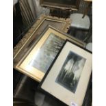 PAIR OF ORNATE GILT FRAMED PICTURES AND 2 OTHERS