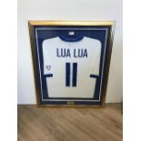MOUNTED AND PLAYWORN LUA LUA SHIRT THE MATCH AGAINST POVERTY 2006