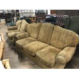 GOLD MATERIAL FLORAL SPRAYS 3 SEATER AND 2 SEATER SETTEES