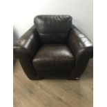 BROWN LEATHER ARMCHAIR