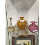 5 PIECES ART GLASS INCLUDING MDINA AND PERFUME BOTTLES