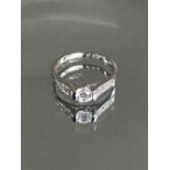9ct WHITE GOLD AND CZ RING