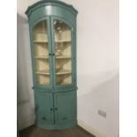 COUNTRY PAINTED CORNER UNIT DOUBLE DISPLAY OVER 2 DOOR CUPBOARD