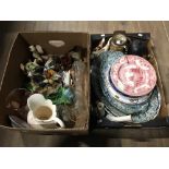 2 BOXES OF ASSORTED WARE INCLUDING OLD ENGLISH STAFFORDSHIRE WARE