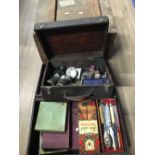 3 VINTAGE WOODEN BOXES WITH CONTENTS
