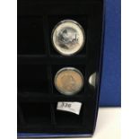 1 OZ SILVER MEDAL AND GUERNSEY £5 COIN