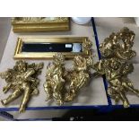 4 ANGEL FIGURINES BRACKET AND MIRROR