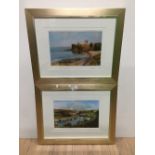 L IVAN LINDSAY SIGNED PRINTS OF SEATON SLUICE HARBOUR AND KING EDDIES BAY