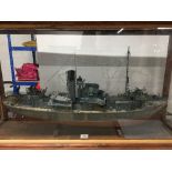 LARGE MODEL SIR KAY T241 MINESWEEPER IN DISPLAY CASE 115CM WIDE (TOTAL INCLUDING DISPLAY CASE) COST