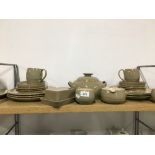 LARGE LOT OF DENBY POTTERY SAGE GREENISH 42 PIECES