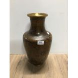 LARGE CLOSSONIE VASE IN GOLD AND REDS ETC 39CM HIGH