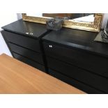 PAIR OF MODERN DARK 3 DRAWER CHESTS