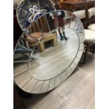 OVAL WALL MIRROR WITH PIECED AND BEVELLED MIRROR FRAME