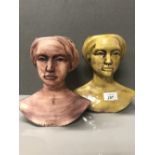 2X CHELSEA POTTERY LADY HEAD VASES