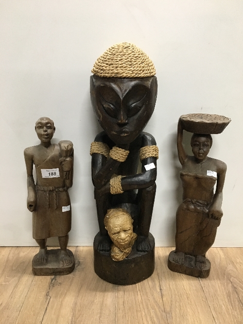 3 CARVED WOOD AFRICAN FIGURES