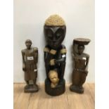 3 CARVED WOOD AFRICAN FIGURES