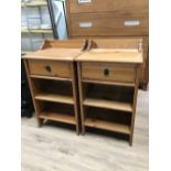 PAIR OF PINE BEDSIDE UNITS