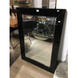 BLACK MIRROR FRAMED BEVELLED MIRROR 81CMX112CM