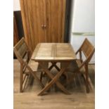 HARDWOOD FOLDING GARDEN TABLE AND 2 CHAIRS