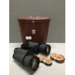 LEATHER CASED CARL ZEISS BINOCULARS 7X50 WITH ALL STRAPS REPRODUCTION