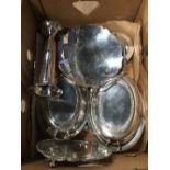 BOX LOT OF EPNS ITEMS INCLUDING DISHES ETC