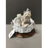 LLADRO YORKSHIRE TERRIER MOTHER AND PUP IN BASKET