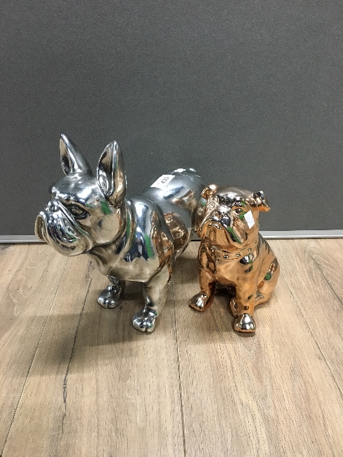 2X BULLDOG FIGURES GOLD AND SILVER
