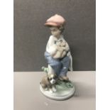 LLADRO BOY WITH PACK AND PUPPY