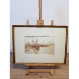 JOHN DAVISON LIDDELL 1859-1942 NORTH SHIELDS FISH QUAy WATERCOLOUR 17CM X 28CM SIGNED BOTTLE LEFT