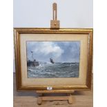 GUSTAVE DE BREANSKI (1859-1899) SEASCAPE OIL ON CANVAS LAID ONTO BOARD SIGNED GUSTAVE DE BREANSKI