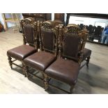 CARVED OAK CHAIRS RECENTLY RECOVERED