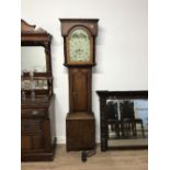 19TH CENTURY OAK LONGCASE CLOCK WITH ARCHED AND PAINTED DIAL BY RPB MARSHALL GREENSIDE SPARES OR