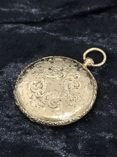 SUPERB 18CT HUNTER FOB WATCH ALL CASES GOLD DEPICTING AND INDIAN RIDING ON THE BACK OF A TRAIN OF - Image 3 of 3