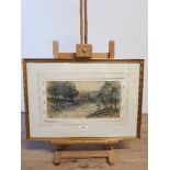 VICTOR NOBLE RAINBIRD 1887-1936 TARSET AND JARROWBURN WATERCOLOUR 16CM X 31CM SIGNED BOTTOM LEFT